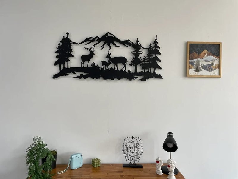 DEKADRON Metal Wall Art, Deer Family Wall Decor, 30" W x 13" H / 75x33 cm - Image 5